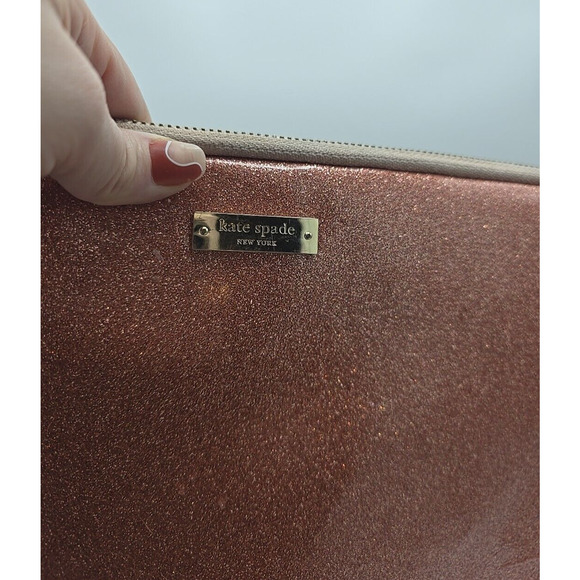 Kate Spade New York Rose Gold Glitter Glimmer Padded Laptop Sleeve 13.5"x10" - Picture 3 of 7